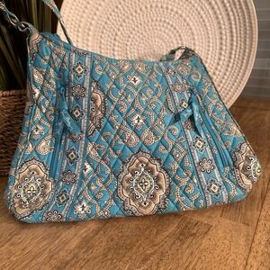 Vera Bradley Quilted Medium Messenger Crossbody Totally Turquoise Retired Patter